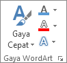 Grup Gaya WordArt hanya memperlihatkan ikon