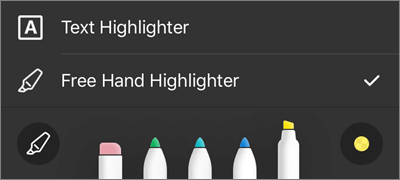 Pengaturan Penyorot Markup PDF OneDrive untuk iOS