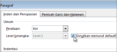 Kotak dialog Paragraf