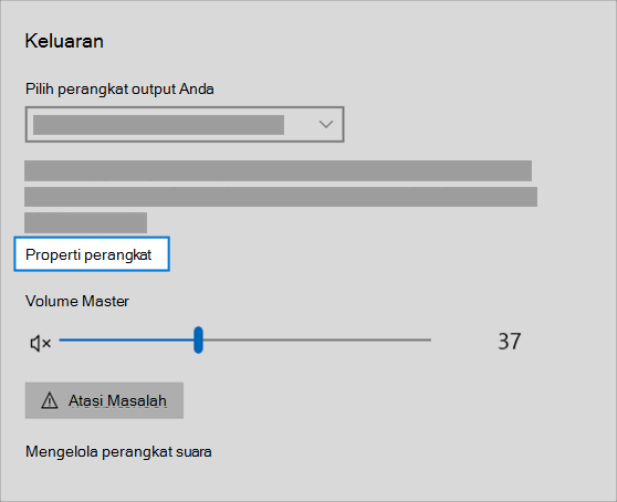 tautan properti perangkat output suara di menu suara