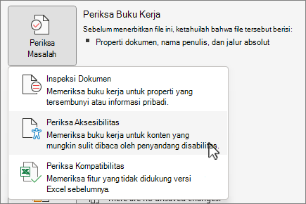 Periksa masalah & periksa item menu aksesibilitas