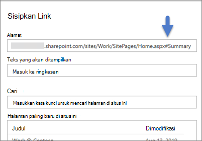 Contoh link dengan bookmark