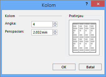 Cuplikan layar Kolom Lainnya Alat Kotak Teks di Publisher.