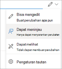 Izin cepat dalam kotak dialog Berbagi OneDrive