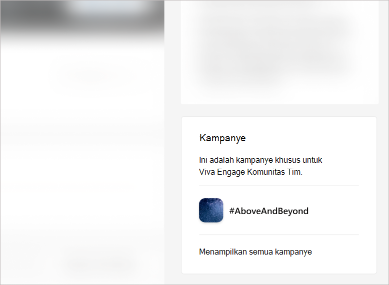 Cuplikan layar ubin Kampanye di rel kanan halaman komunitas.