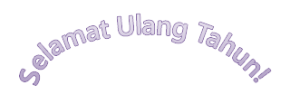 Contoh WordArt bertuliskan "Selamat Ulang Tahun" yang berupa teks melengkung.