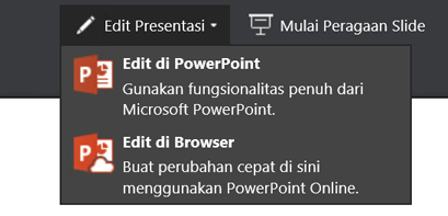 Edit Presentasi untuk memilih edit di browser