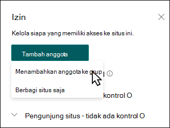 Pratinjau panel tambahkan anggota