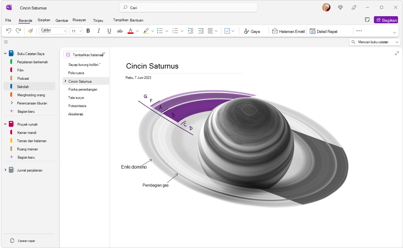 OneNote di Windows dengan pengalaman yang direfresh