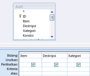 Kueri dengan tiga bidang dalam kisi desain