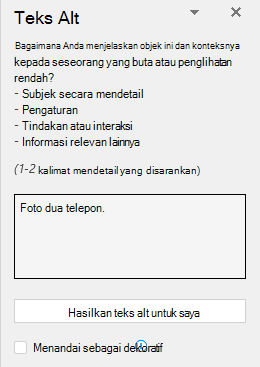 Panel teks alt memperlihatkan contoh teks alt yang buruk.