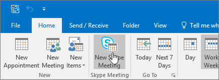 Tombol Rapat Skype baru Outlook