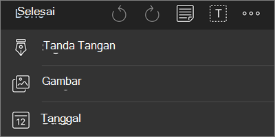 Opsi lainnya untuk menu navigasi Markup PDF OneDrive untuk iOS