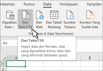 Memilih Teks/CSV dari tab Data