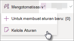 Cuplikan layar mengedit aturan untuk daftar dengan memilih Otomatisasi lalu Kelola aturan