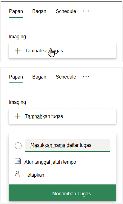 Cuplikan layar kotak Tambahkan tugas di Planner