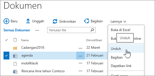 Opsi pengunduhan file