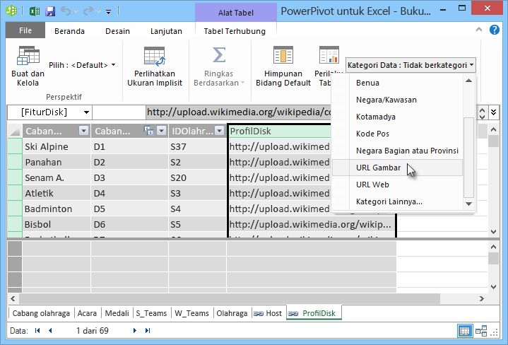 Mengatur Kategori Data di PowerPivot