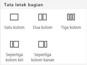 Cuplikan layar menu Tata letak bagian di SharePoint.