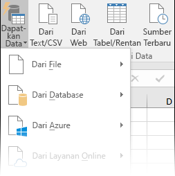 Opsi Data > Dapatkan & Transformasi > Dapatkan Data