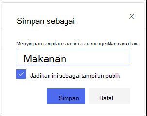 SharePoint Dialog Simpan Tampilan Tampilan Daftar Online