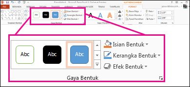 Perintah Gaya Bentuk di pita