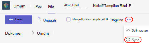 Menyinkronkan folder SharePoint di Teams Ent