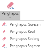 PowerPoint untuk Office 2019 memiliki empat penghapus untuk tinta digital.