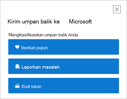 Halaman tingkat atas Berikan Umpan Balik di aplikasi Dapatkan Bantuan.