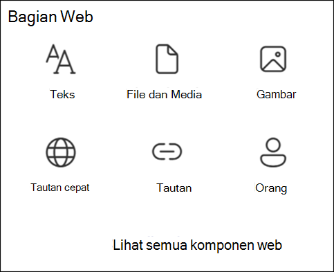 Daftar komponen web di Toolbox