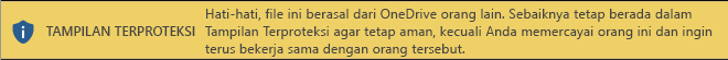 Tampilan Terproteksi untuk dokumen yang dibuka dari penyimpanan OneDrive orang lain