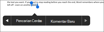 Ketuk Komentar Baru setelah memilih teks di Word