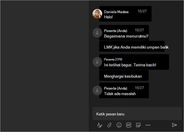 Cuplikan layar memperlihatkan tampilan peserta saat nama disembunyikan dalam rapat Teams atau webinar.