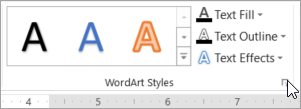 Memilih peluncur kotak dialog Gaya WordArt