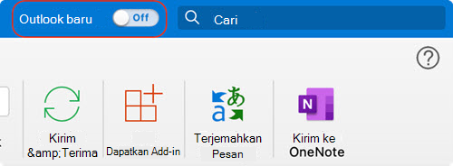 Tombol alih Outlook untuk Mac baru