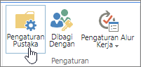 Tombol Pengaturan Pustaka SharePoint di Pita