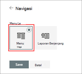 Gambar opsi menu Mega