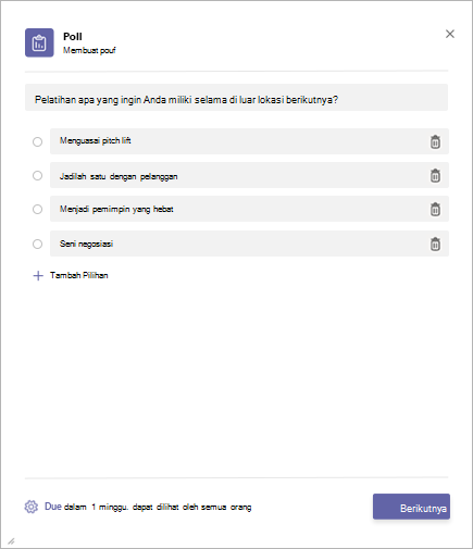 Membuat Polling di aplikasi Polling Microsoft Teams