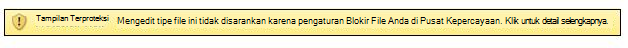 Tampilan Terproteksi dari Blokir File, pengguna dapat mengedit file