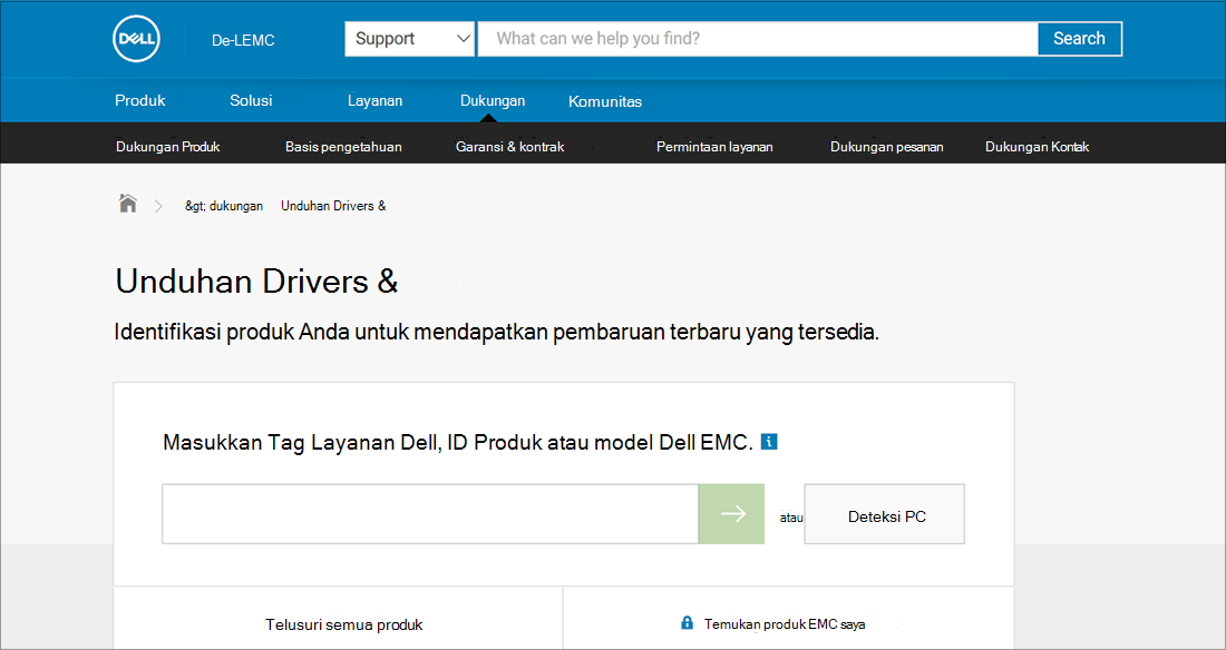 Contoh OEM driver dan unduhan Dell