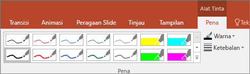 Memperlihatkan opsi gaya Pena di Office