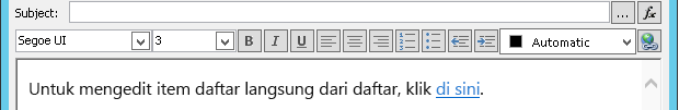 Menentukan Layar Pesan Email setelah menyisipkan variabel