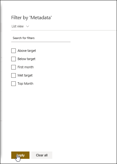 Panel filter metadata