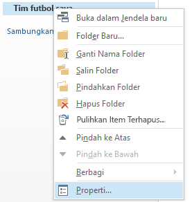 Klik kanan pada folder baru, lalu klik Properti.