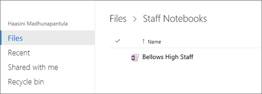 Buka Staff Notebook dari OneNote Online.