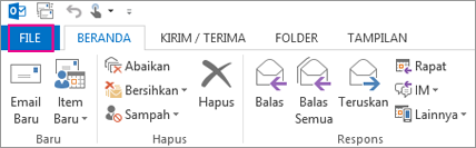 Seperti inilah pita desktop Outlook terlihat.