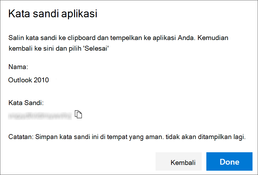 Halaman kata sandi aplikasi, dengan nama aplikasi