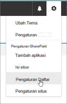 Pengaturan dengan pengaturan Daftar yang disorot