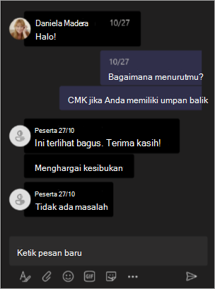 Cuplikan layar memperlihatkan tampilan penyelenggara saat nama disembunyikan dalam rapat Teams atau webinar.