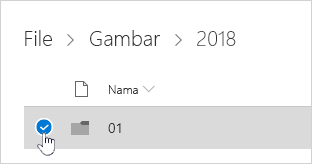 Memilih folder OneDrive